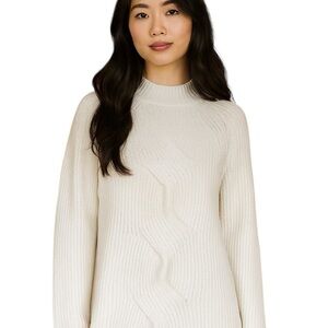 J. Jill Medium Petite Chenille Cream Cable Knit Cozy Sweater Modest Contemporary